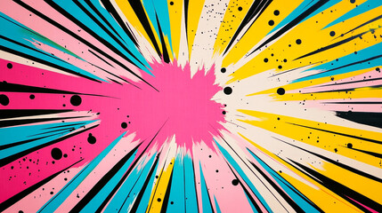 Abstract Burst of Color  Pink  Yellow  Blue  Black   Stripes  Splatter   Background