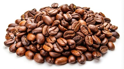Fototapeta premium Random coffee beans isolated on white background