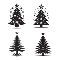 Christmas Tree Vector Icon Set Including star, Tree, and Festive Decorations