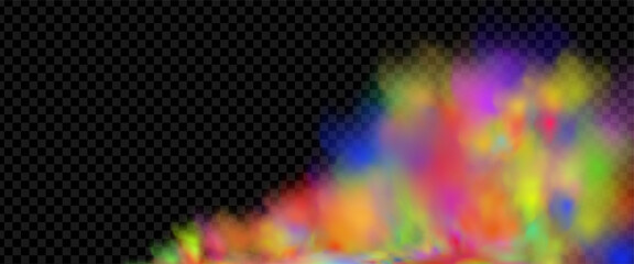 Background of an explosion of colorful smoke clouds.Multicolor fog with blue and yellow particles.Explosions of color powder.