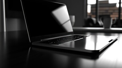 A sleek notebook computer lies on a desk, its slender profile and minimalist design exuding a sense of sophistication and contemporary style.