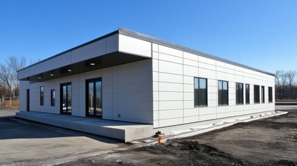 Modern Commercial Building Exterior. Sleek design and functionality.  