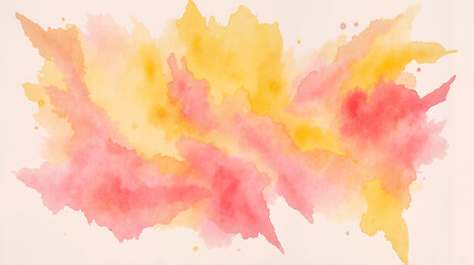 Obraz premium Dynamic watercolor blend featuring warm yellows and passionate pinks creating an energetic sunset atmosphere