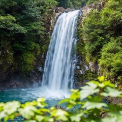 Obraz premium waterfall in the forest, natural background