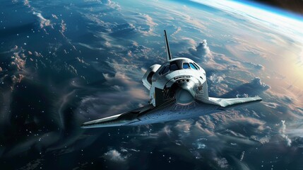 A captivating artistic representation of a space shuttle traveling towards a distant star, blending realism with the wonder of cosmic exploration