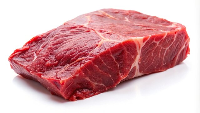 Raw buffalo meat isolated on white background