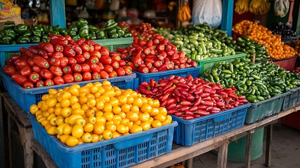 Obraz premium Fresh Produce at an Outdoor Market Stall.