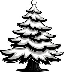 Obraz premium Stylish Christmas Tree Silhouette Design - Christmas tree isolated on a white background Vector illustration.