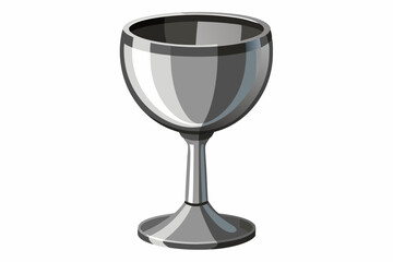 Original wine glass from stainless steel (goblet) isolatetd on white with clipping pa