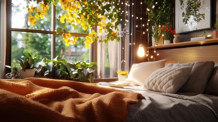 Cozy Bedroom with Electric Blanket and Ambient Light