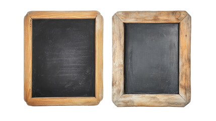 Set of Blank Blackboards in Wooden Frames on a Transparent Background Generative AI