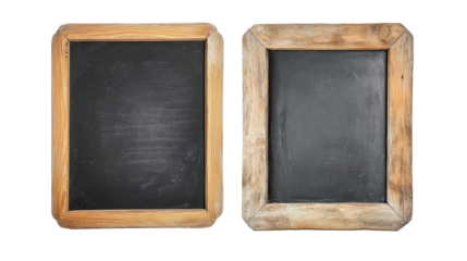 Set of Blank Blackboards in Wooden Frames on a Transparent Background Generative AI