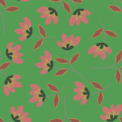 flower seamless pattern on green background