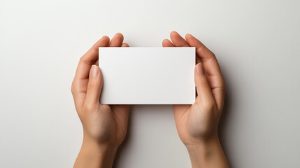 Blank White Card Held by Hands Mockup   Minimalist Design