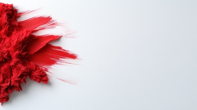 A vibrant splash of red paint with detailed brush strokes, creating a textured and dynamic appearance on a plain white background. Perfect for modern art lovers.