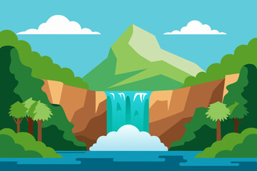 Waterfall in Nature vector illustration