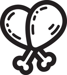Chicken parts vector art, Icons, Fried chicken leg icon silhouette vector on a white background.