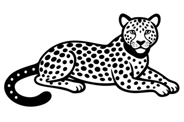 A leopard lies with its legs spread vector silhouette 
