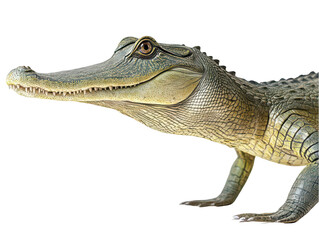 Fototapeta premium Side view of a juvenile alligator with detailed scales and sharp features.