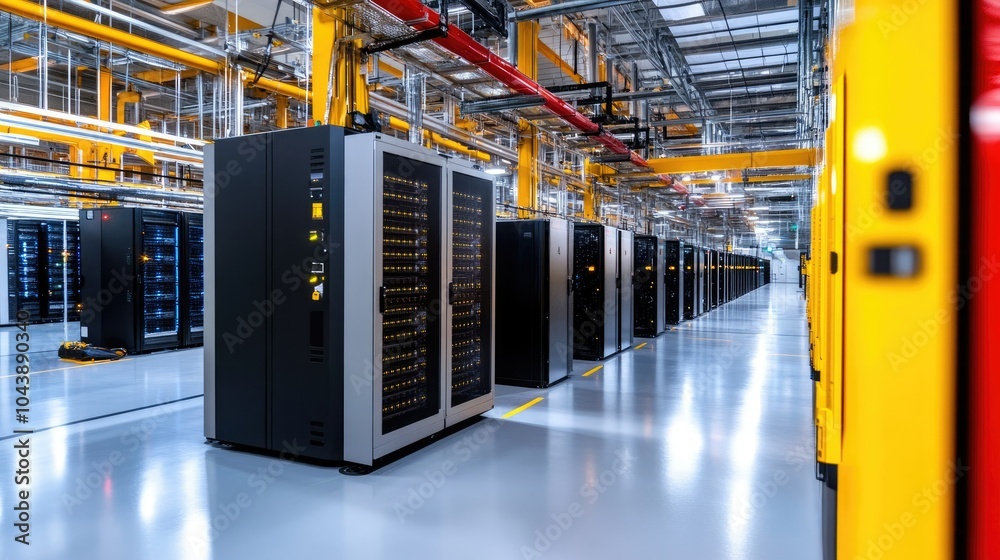 Poster Advanced Data Center with Server Racks in Operation