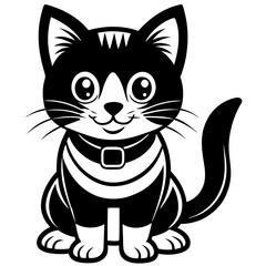 A cute mascot cat logo vector silhouette an white background