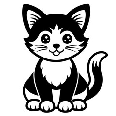 A cute mascot cat logo vector silhouette an white background