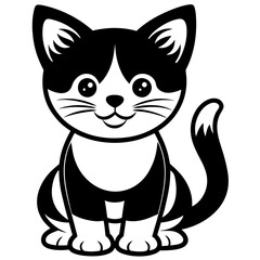 A cute mascot cat logo vector silhouette an white background