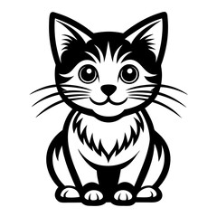 A cute mascot cat logo vector silhouette an white background