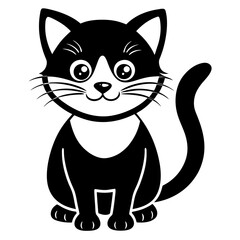 A cute mascot cat logo vector silhouette an white background