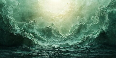 Ethereal green texture background ideal for Christmas-themed designs, holiday cards, or promotional materials, creating a serene and inviting atmosphere.