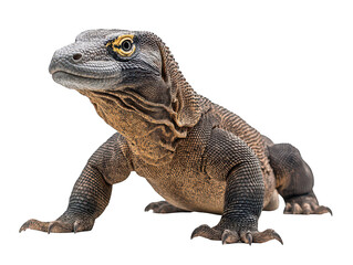 Obraz premium Close-up of a Komodo dragon showcasing its textured skin and piercing eyes.