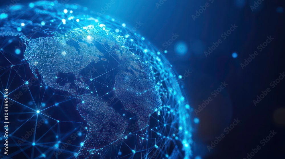 Fototapete a stylized blue globe with a network of connections representing global communication and interconne