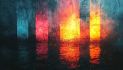 Abstract light reflections with vibrant hues create a modern Christmas atmosphere, perfect for holiday marketing, winter events, and festive design projects.