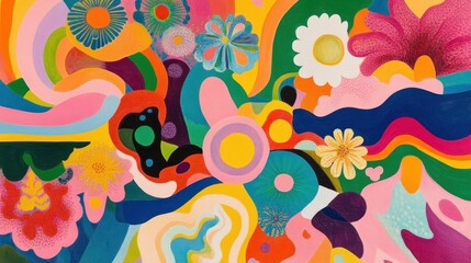 Obraz premium Abstract Floral Painting with Vibrant Colors and Organic Shapes