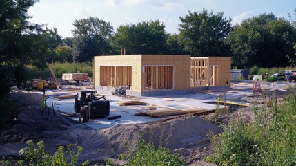 Fototapeta premium SIP panel house under construction