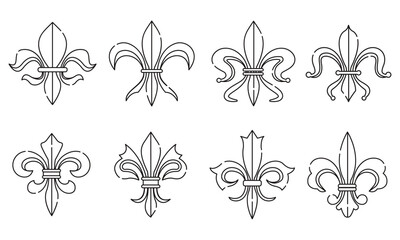 Fleur de lys coat of arms symbols Set Vector