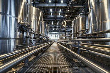 Obraz premium Equipment of dairy milk factory