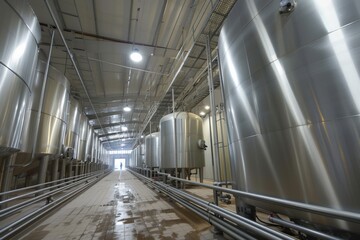 Obraz premium Equipment of dairy milk factory