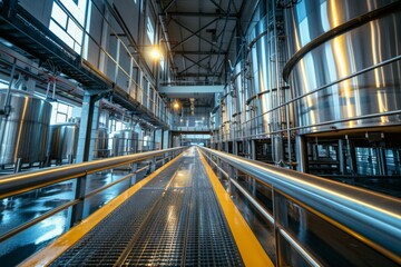 Fototapeta premium Equipment of dairy milk factory