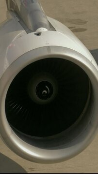CloseUp of an Aircraft Jet Engine Turbine Highlighting Advanced Engineering and Design