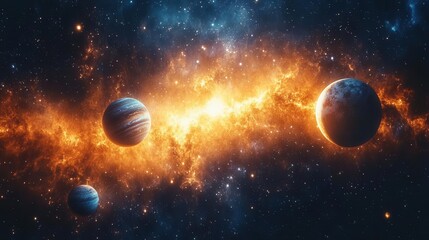 majestic panorama of the solar system featuring vibrant planets against a starstudded backdrop creating an aweinspiring cosmic scene that sparks imagination