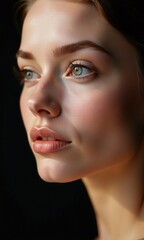 Fototapeta premium Portrait young woman flawless skin natural makeup face