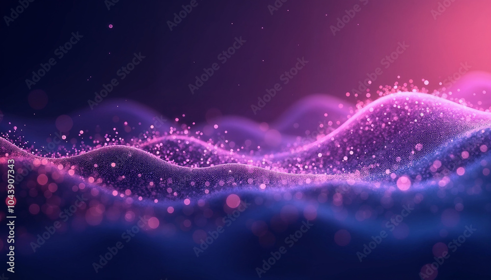 Poster a vibrant wave of light particles in pink and blue, a mesmerizing abstract background for digital pr