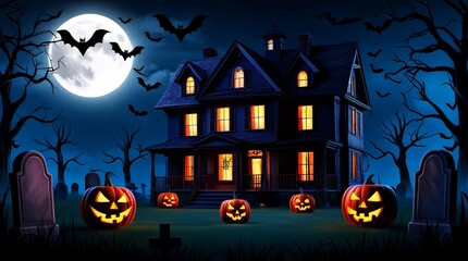 Fototapeta premium halloween haunted house