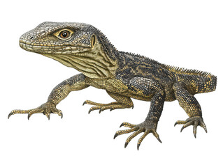 Obraz premium Detailed illustration of a monitor lizard, showcasing its textured scales and sharp claws.