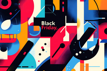 illustration featuring the text "Black Friday" designed for social media promotion or promotional materials. perfect for creating buzz around Black Friday deals

