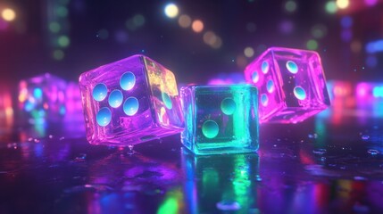 A Symphony of Colors: Neon Dice Dance.
