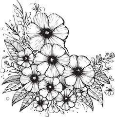 Set of a decorative stylized cosmos flower isolated on white background. Highly detailed vector illustration, doodling and zentangle style, tattoo design blossom cosmos, cosmos flower line drawing