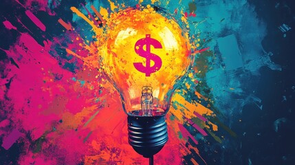 A vibrant light bulb with a dollar sign, symbolizing innovation and financial ideas.