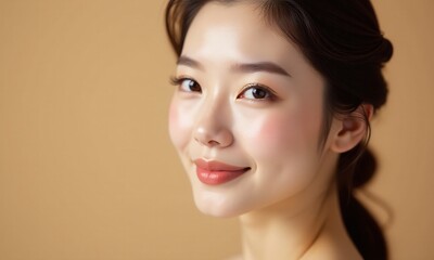 Fototapeta premium Beautiful portrait Asian Korean woman makeup of cosmetic